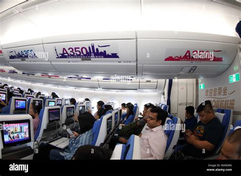 Interior View Of The Economy Class For The First Airbus A350 900 Jet Plane Featuring New Seat