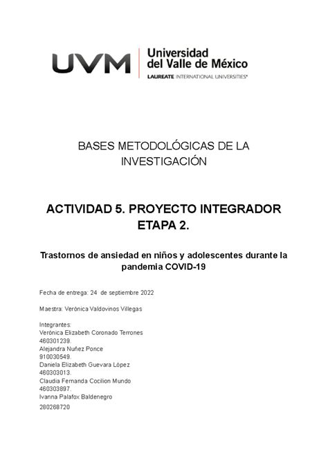 Proyecto Integrador Etapa 2 Bases MetodolÓgicas De La InvestigaciÓn