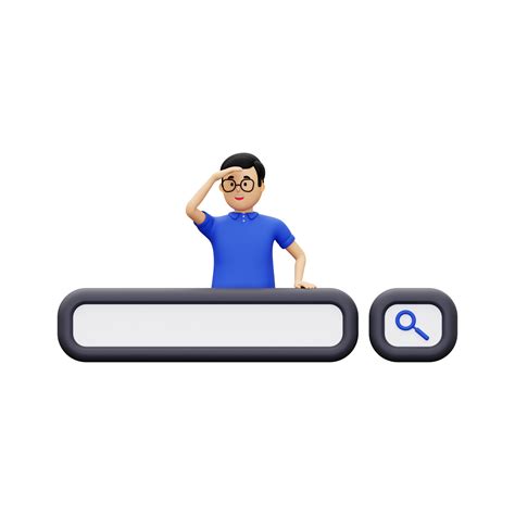 3d Search Bar With A Man Looking For Something 10872493 Png