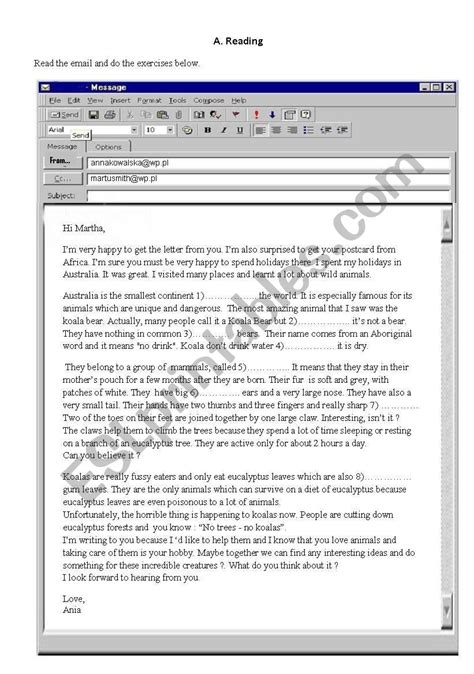 Reading An Email Esl Worksheet By Maja O