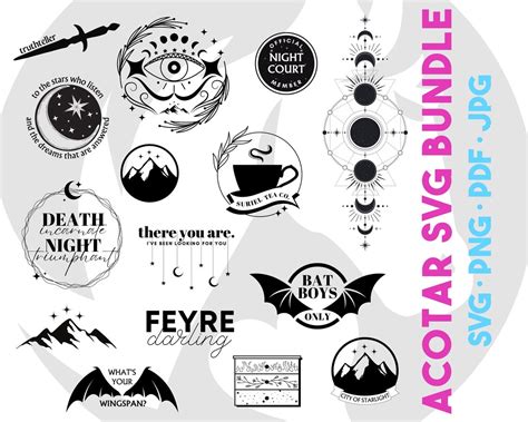 ACOTAR Svg Bundle ACOTAR Files Cricut 15 ACOTAR Designs Etsy Australia