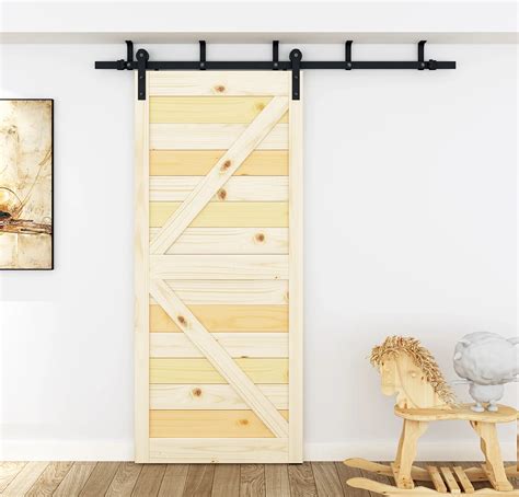 Diyhd 5ft 8ft Ceiling Mount Sliding Barn Door Hardware Rustic Black Ceiling Bracket Barn Door