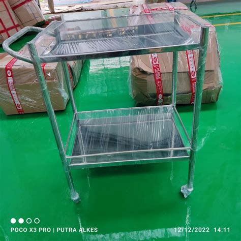 Jual Troli Instrumen Susun Stainless Meja Trolley Instrument Rak