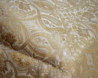 Brocade Fabric In Cream Gold Weaving Banaras Brocade Wedding Dress