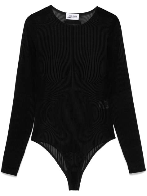 Jean Paul Gaultier The Morphing Pinstripe Bodysuit Black FARFETCH