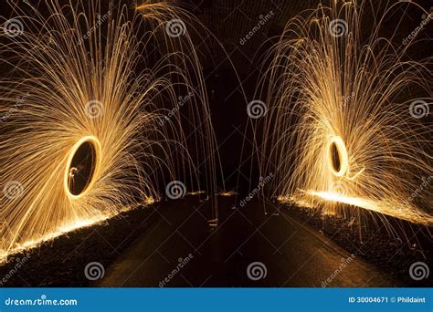 Spinning Fireworks In Black Background Royalty-Free Stock Image ...