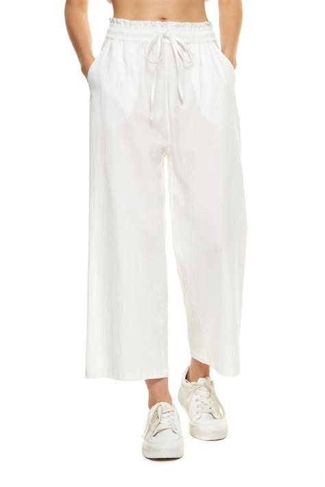 Lnx Womens Wide Leg Linen Pants High Waisted Drawstring 100 Linen