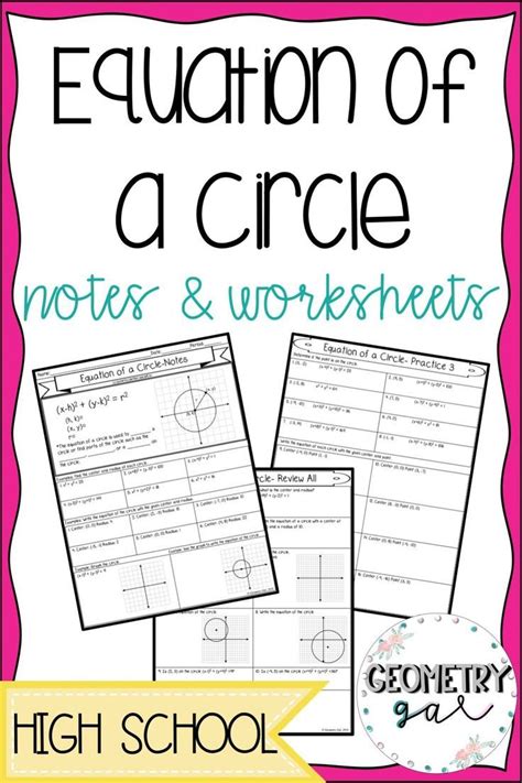 Equation Of A Circle Guided Notes