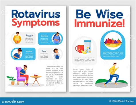 Plantilla De Folleto De Rotavirus Síntomas De Vector Plano Ilustración