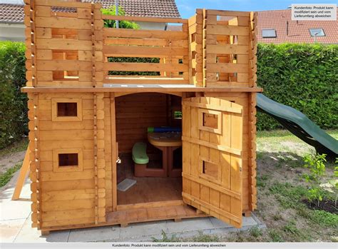 Kinderspeelhuisje Kindertuinhuisje Klimtoren Rittenburg Met Glijbaan