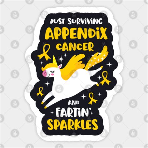 Appendix Cancer Survivor Farting Unicorn Appendix Cancer Sticker