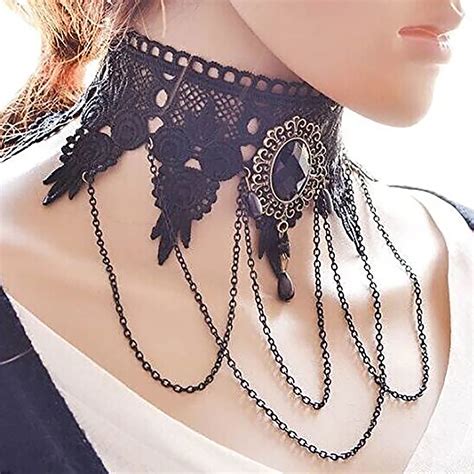 New Collares Sexy Gothic Chokers Crystal Black Lace Necklace Vintage