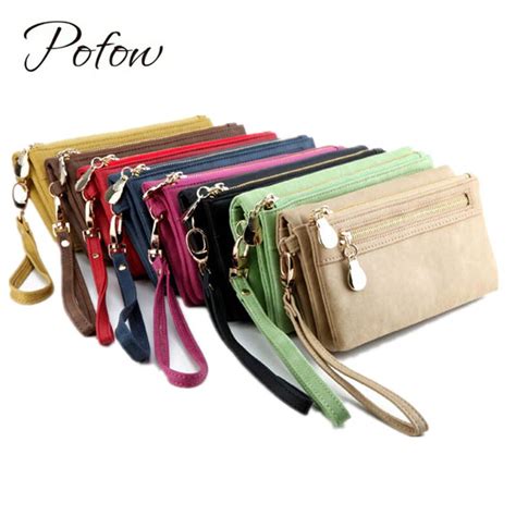 Pofow High Capacity Fashion Women Wallet Long Dull Polish Pu Leather