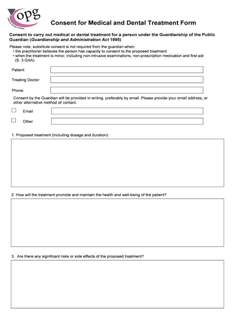 Fillable Online Publicguardian Tas Gov Consent For Medical And Dental