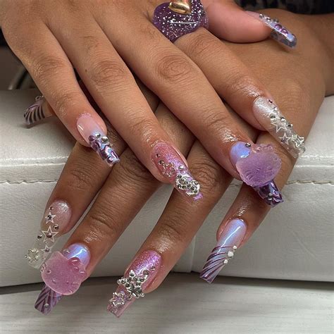 Chelle Da Nail Artist On Instagram “hello Kitty Popstar Freestyle For Y0dre 💜” In 2022 Nails