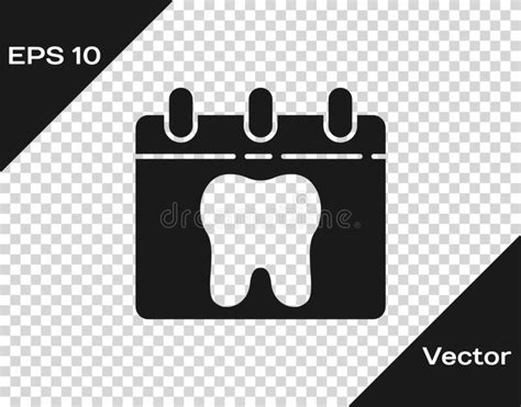 Black Calendar With Tooth Icon Isolated On Transparent Background