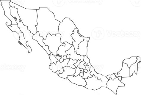 Map Of Mexico With Detailed Country Map Line Map 30937052 Png