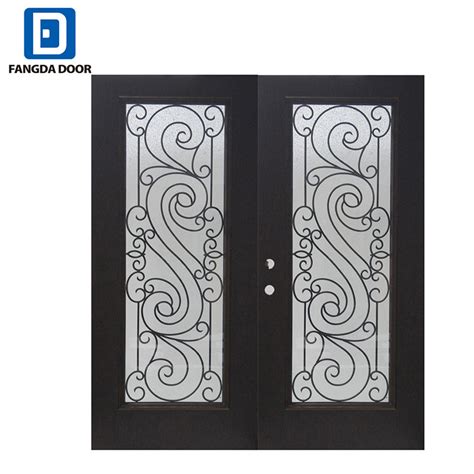 Fangda Center Arch Lite Glass Double Exterior Steel Entry Main Door