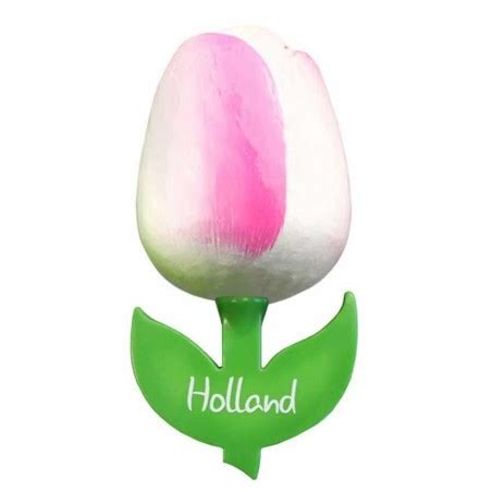 White Pink Wooden Tulip Magnet 6cm Magnets Souvenirs From Holland