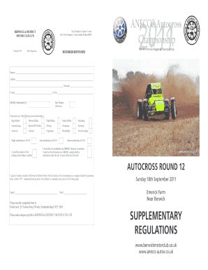 Fillable Online SUPPLEMENTARY REGULATIONS Berwick Motor Club Fax