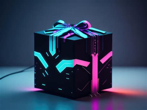 Premium AI Image | A gift box in cyberpunk style on a dark background