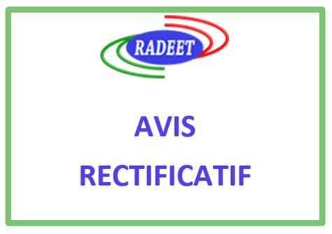 Avis Rectificatif AO N 826 E 20 RADEET