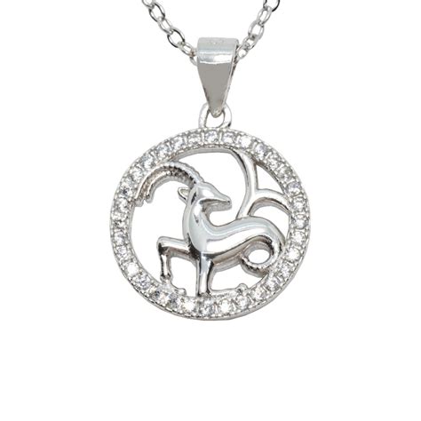 Zodiac Capricorn Pendant Necklace 925 Sterling Silver Crystocraft