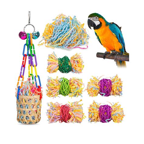 1set Colorful Woven Rattan Balls Toys For Parrot Paper Woven Basket