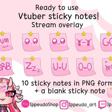 Sticky Note Vtuber Assets Etsy