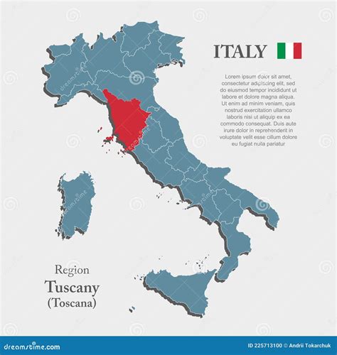 Mapa Vectorial País Italia Y Región Toscana Ilustración del Vector