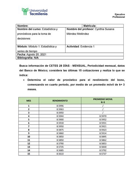 Evidencia 1 Profesional Nombre Matrícula Nombre del curso