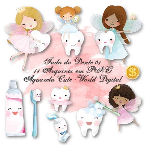 Kit Clipart Aquarela Png Scrapbook Digital Fadas Do Dente Elo The