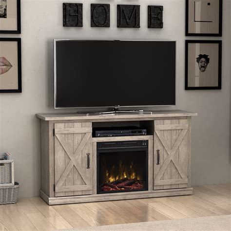 Twin Star Home Barn Door Tv Stand For Tvs Up To With Classicflame