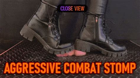 Aggressive Cbt Stomping In Black Leather Combat Boots And Outfit Close Version Tamystarly