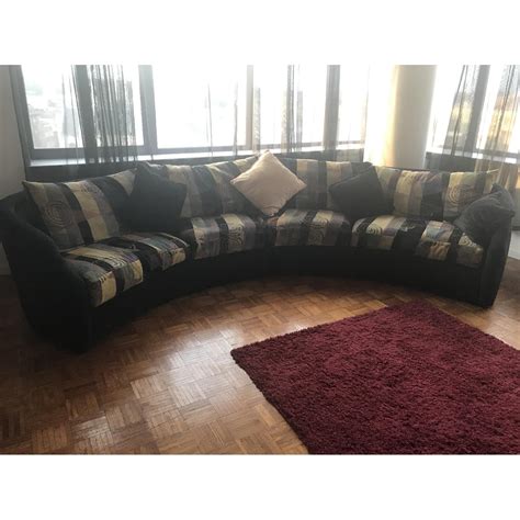 Crescent Shaped Multi Color Fabric Sectional Couch AptDeco