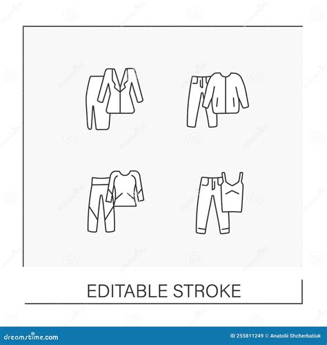 Clothes Line Icons Set Stock Vector Illustration Of Wardrobe 255811249