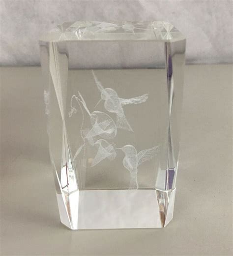 Hummingbird D Laser Etched X Crystal Glass Cube Glass Cube