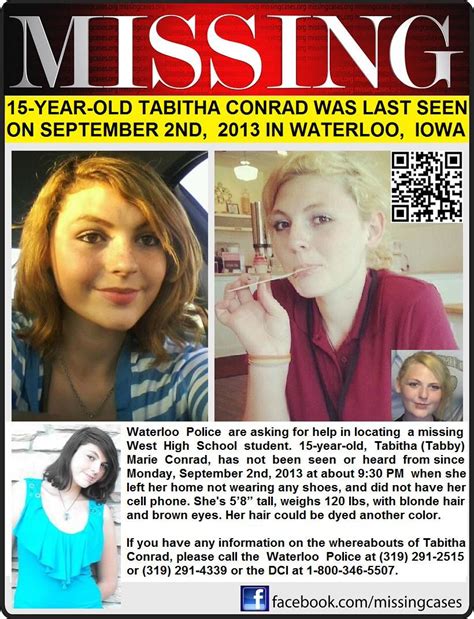 9 2 2013 Tabitha Conrad 15 Is Missing From Waterloo Iowa Missing