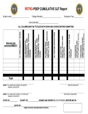 Fillable Online Retro Psep Cumulative Ojt Report Fax Email Print