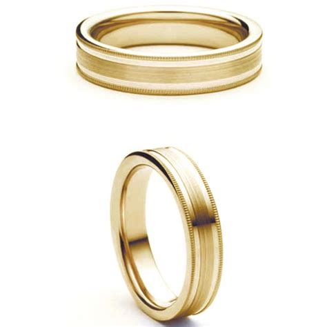 Mm Satin Finish Flat Wedding Band In Ct Yellow And White Gold