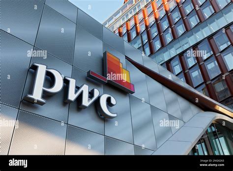 PWC logo on the Eclipse high-rise building, auditing firm ...