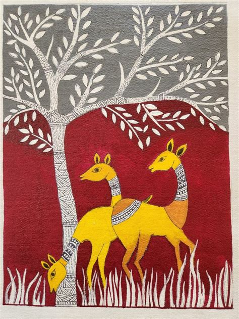 Pin By Ritu Bhati On Folk Art Gond Painting Diy Art Painting Mini