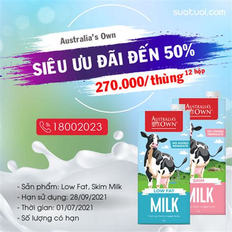 Kết Thúc Australia Own giảm đến 50 sữa Low Fat và Skim Milk