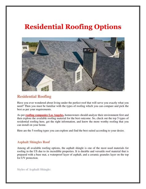 PPT Residential Roofing Options PowerPoint Presentation Free