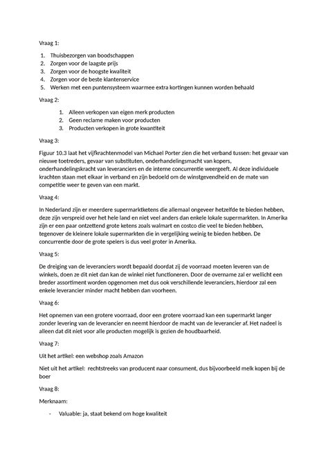 Organisatie En Strategie Werkcollege 7 Vraag 1 1 Thuisbezorgen Van