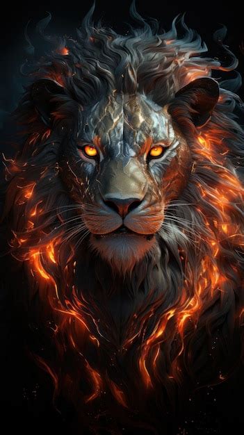 Premium AI Image | Fire lion for modern poster or tattoo