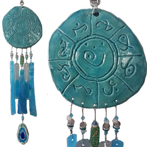 Lemurian Atlantis Wind Chime Mu Glass Pottery Chimes Turquoise