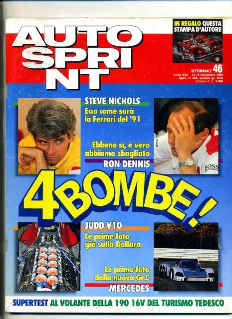 AUTO SPRINT Anno XXX N 46 13 19 Novembre 1990 Rivista Settimanale