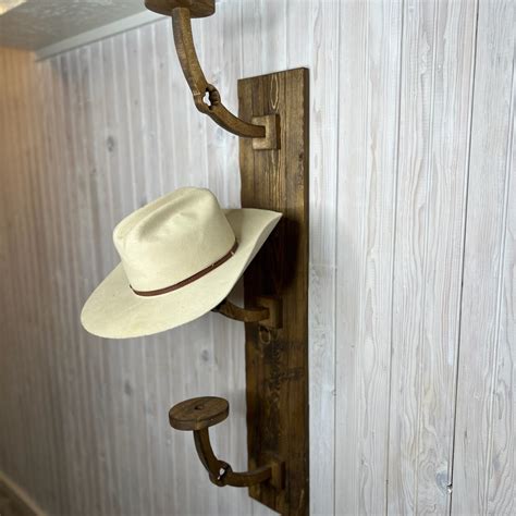 Custom Triple Hook Wood Cowboy Hat Rack Etsy