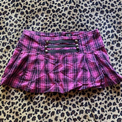 Black And Pink Plaid Mini Skirt From Vintage Hot Depop